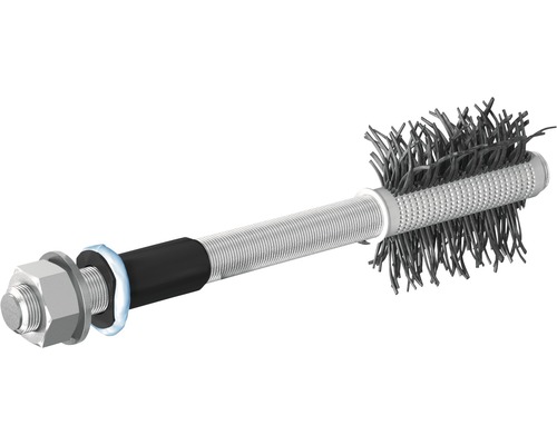 Reinigingsgereedschap met borstel, schroef, moer en afdichting