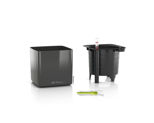Lechuza Cube Glossy pot met bewateringssysteem, waterniveau-indicator en lont