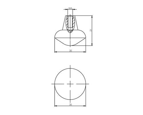 Technische tekening van een M4 stelschroef met afmetingen.