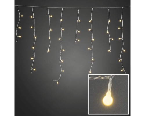 Lichtsnoer met meerdere hangende strengen en ronde lampen