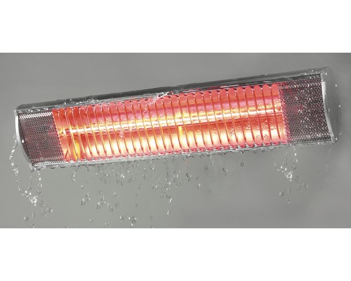 Aan de muur gemonteerde terrasverwarmer met waterspatten