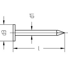 Technische tekening van een pin met afmetingen