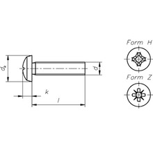 Technische tekening van een halfbolkopnagel met afmetingen en kopvormen