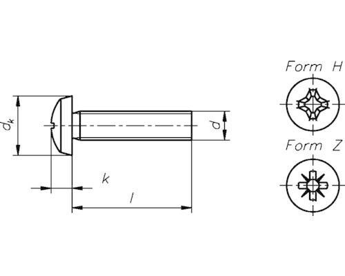 Technische tekening van een halfbolkopnagel met afmetingen en kopvormen
