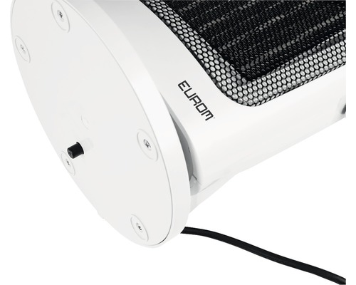 Detail van een heatervoet met het Eurom logo.