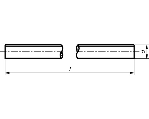 Technische tekening van een buis met lengte-indicatie