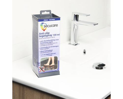 Secucare antislip tegelspray 100 ml op een wastafel