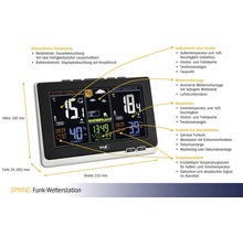 SPRING draadloos weerstation met verlicht kleurendisplay en weergave van binnen- en buitentemperatuur