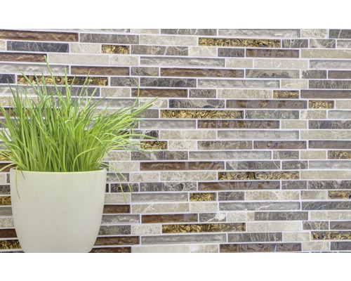 Mozaïektegel met planten in vaas