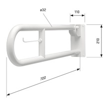 SECUCARE Toiletbeugel opklapbaar 70 cm wit