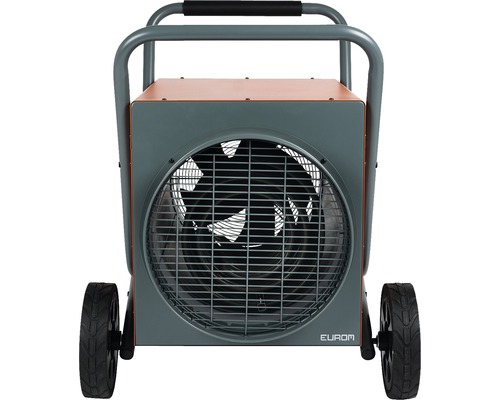 Elektrische kachel met wielen voor mobiel gebruik.