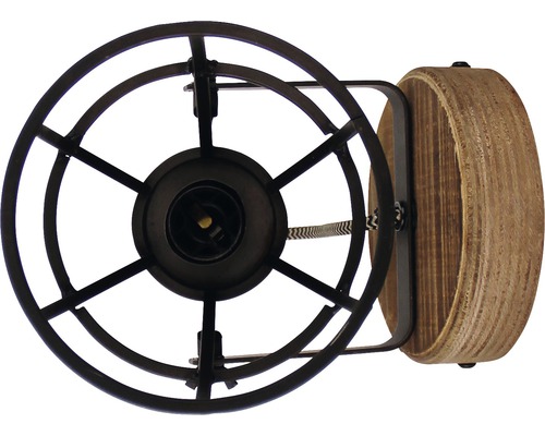 Wandlamp met houten details en metalen kooi