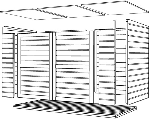 Afbeelding van een tuinhuis in ruwbouw met houten wanden en dak elementen