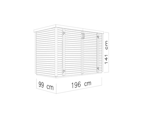 Afbeelding van een gereedschapskist met de afmetingen 196 x 99 x 141 cm
