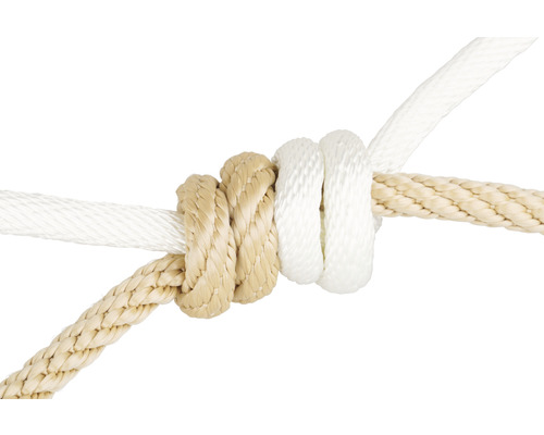 Close-up van een knoop van twee touwen