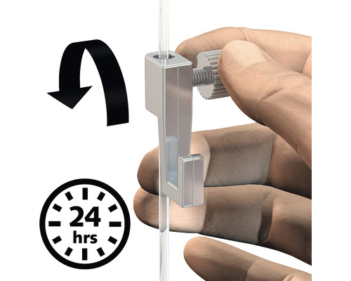 Bevestigingselement met schroef voor acrylglas en 24 uur uithardingstijd