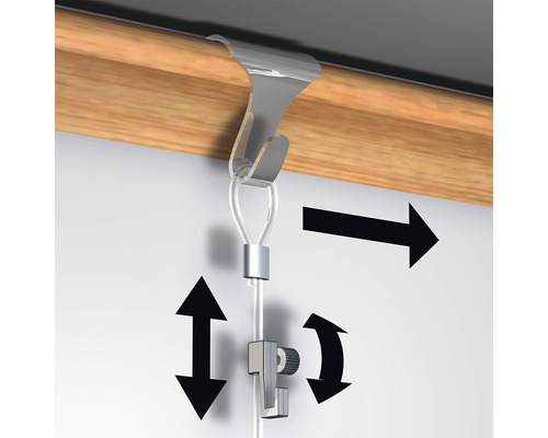 Ophangsysteem met verstelbare haak voor bevestiging aan de wand