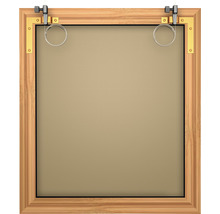 Houten frame met ophangsysteem voor afbeeldingen en foto''s