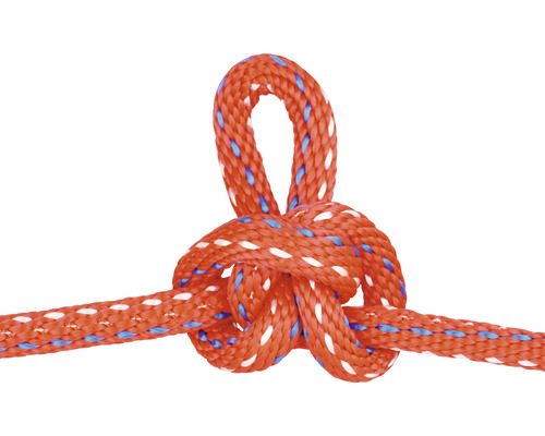 Oranje touw met knoop en lus