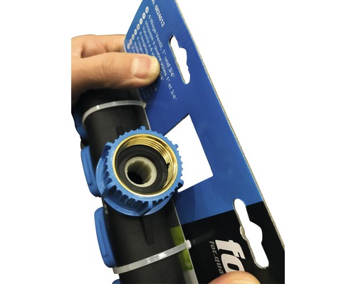 Vierwegventiel met inch en driekwart inch aansluiting in blisterverpakking