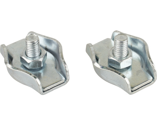 Twee draadklemmen van metaal met schroef en moer