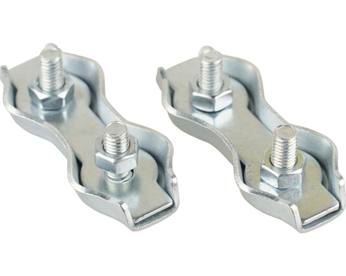 Twee metalen buisklemmen met schroeven en moeren