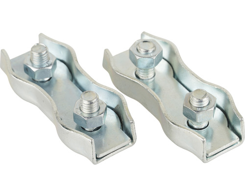 Twee draadklemmen van metaal met schroeven en moeren