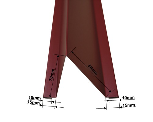 Detailaanzicht van een profiel met maatgegevens