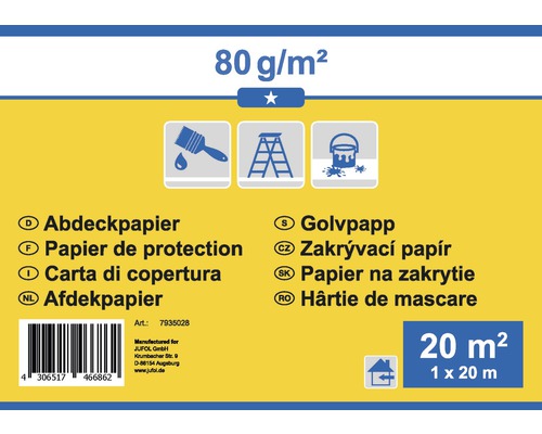 Afdekpapier 80 gram per vierkante meter, 20 vierkante meter