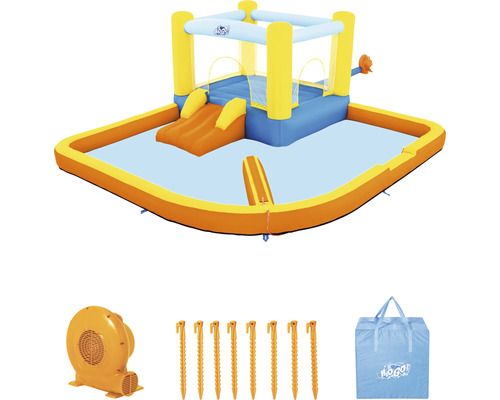 Opblaasbaar springkasteel met zwembad, ventilator, haringen en draagtas