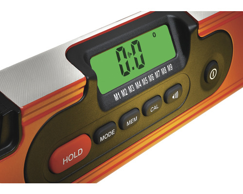 Digitale waterpas, close-up van display en bedieningselementen