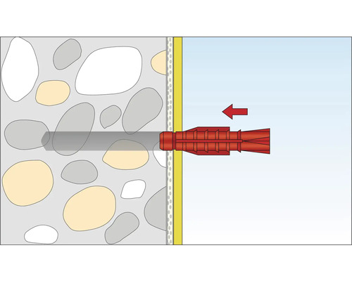 Illustratie van een plugmontage in een muur