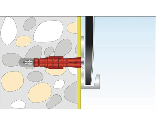 Illustratie van een plugbevestiging in een muur