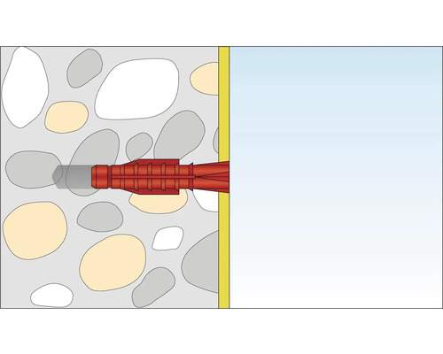 Illustratie van een plugbevestiging in een muur