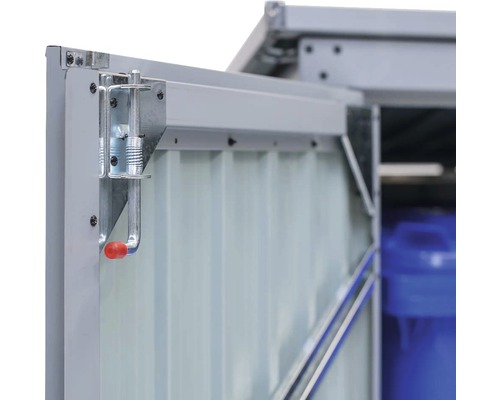 Detailopname van een metalen kast met vergrendelingsmechanisme