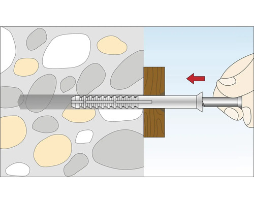 Illustratie van een plug die in een muur wordt bevestigd