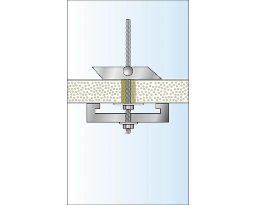 Bevestigingselement voor gipsplaat in dwarsdoorsnede.