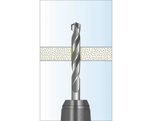 Illustratie van een boor die door een materiaal boort