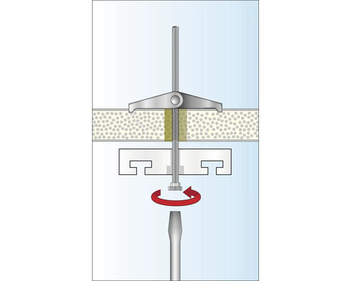 Illustratie van een tuimelpluginstallatie op een wand