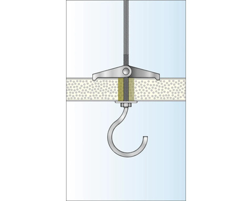 Knevelplug met haak voor bevestiging aan een gipsplaatwand