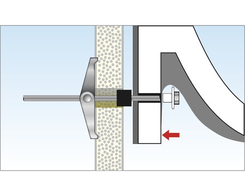 Werking van een kantelplug voor bevestiging aan een muur