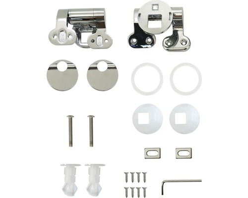 Toiletbril bevestiging van metaal met schroeven en gereedschap