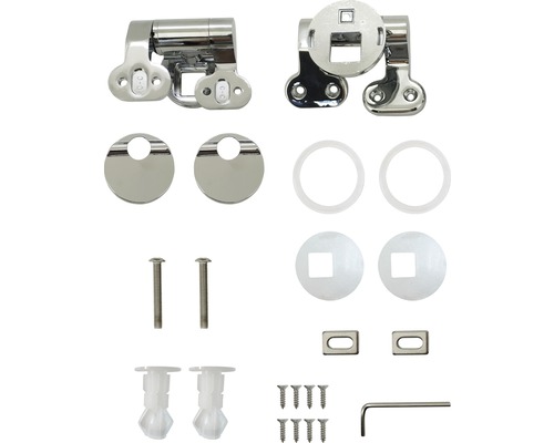 Set voor toiletzitting bevestiging met schroeven, ringen en scharnieren