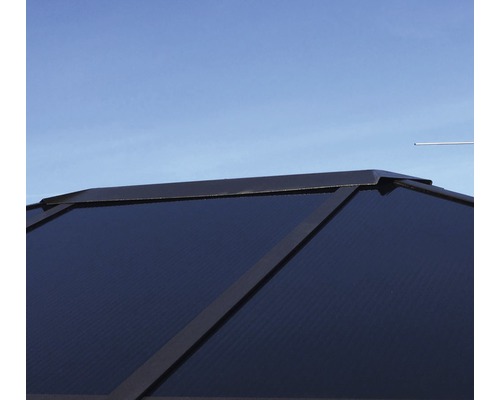 Detailopname van de dakconstructie van een tuinhuis