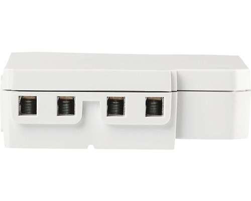 Detailopname van een wit verdeelblok met schroefverbindingen