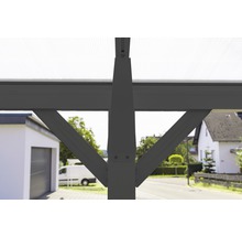 Enkele carport met plat dak 6 mm dubbelwandige platen 15 m² incl. regengoot antraciet, 305x503x232 cm-thumb-12