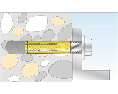 Illustratie van een spreidanker bevestigd in een stenen muur