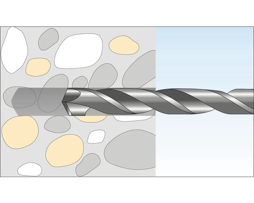 Illustratie van een boor in gebruik op een stenen muur