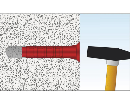 Illustratie van een plug in een muur met een hamer