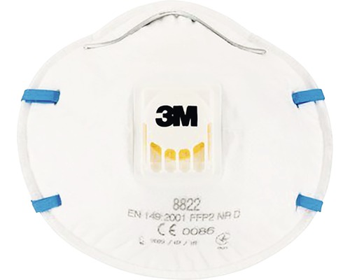 3M Fijnstofmasker voor handschuren en power tools 8822 met ventiel, 3 stuks Ademhalingsmasker FFP2-beschermingsklasse met ventiel